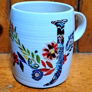 Anthropologie Starla Halfman Monogram Letter J 10 ounce mug